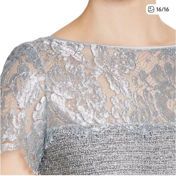 St John Metallic Sequined Knit Cocktail Sheath Midi Dress In Gunmetal Size 8 - Picture 2 of 3